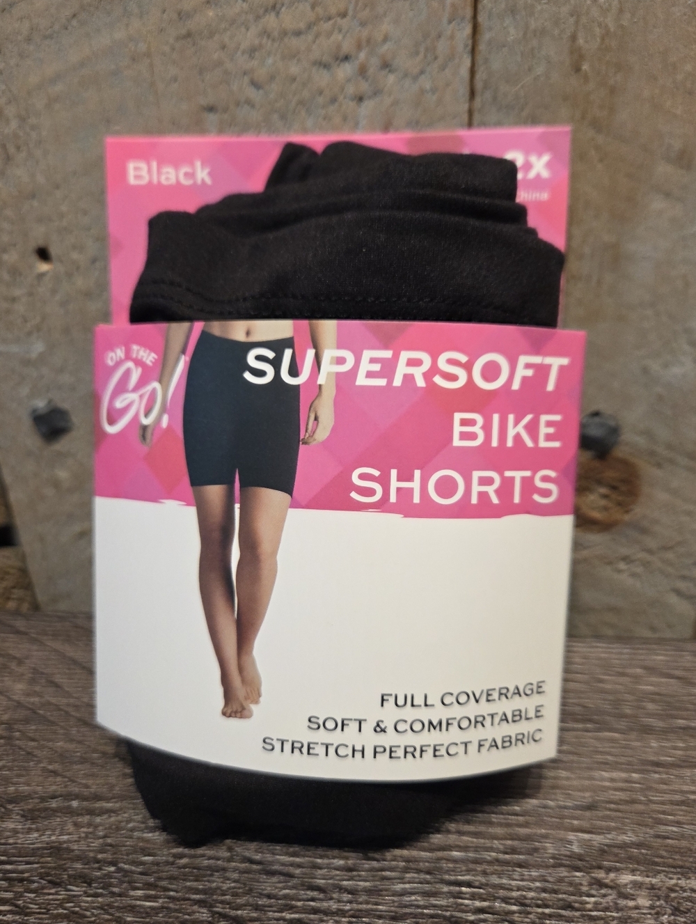 On The Go Bike Shorts Super Soft Fits Size Large-2XL Black Elastic Walst Gym New